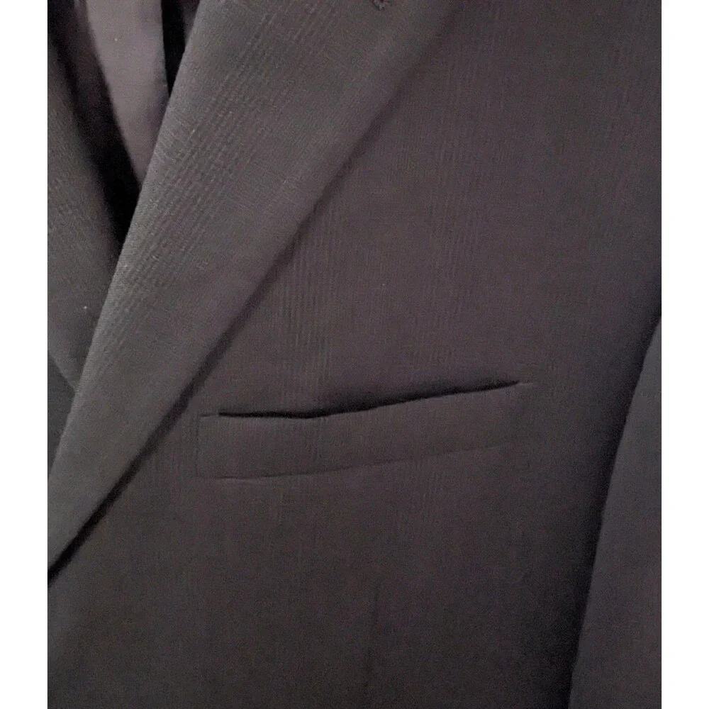 Perry Ellis Portfolio Men's 40R Blazer Sports Coat Dark Brown Plaid 100% Wool